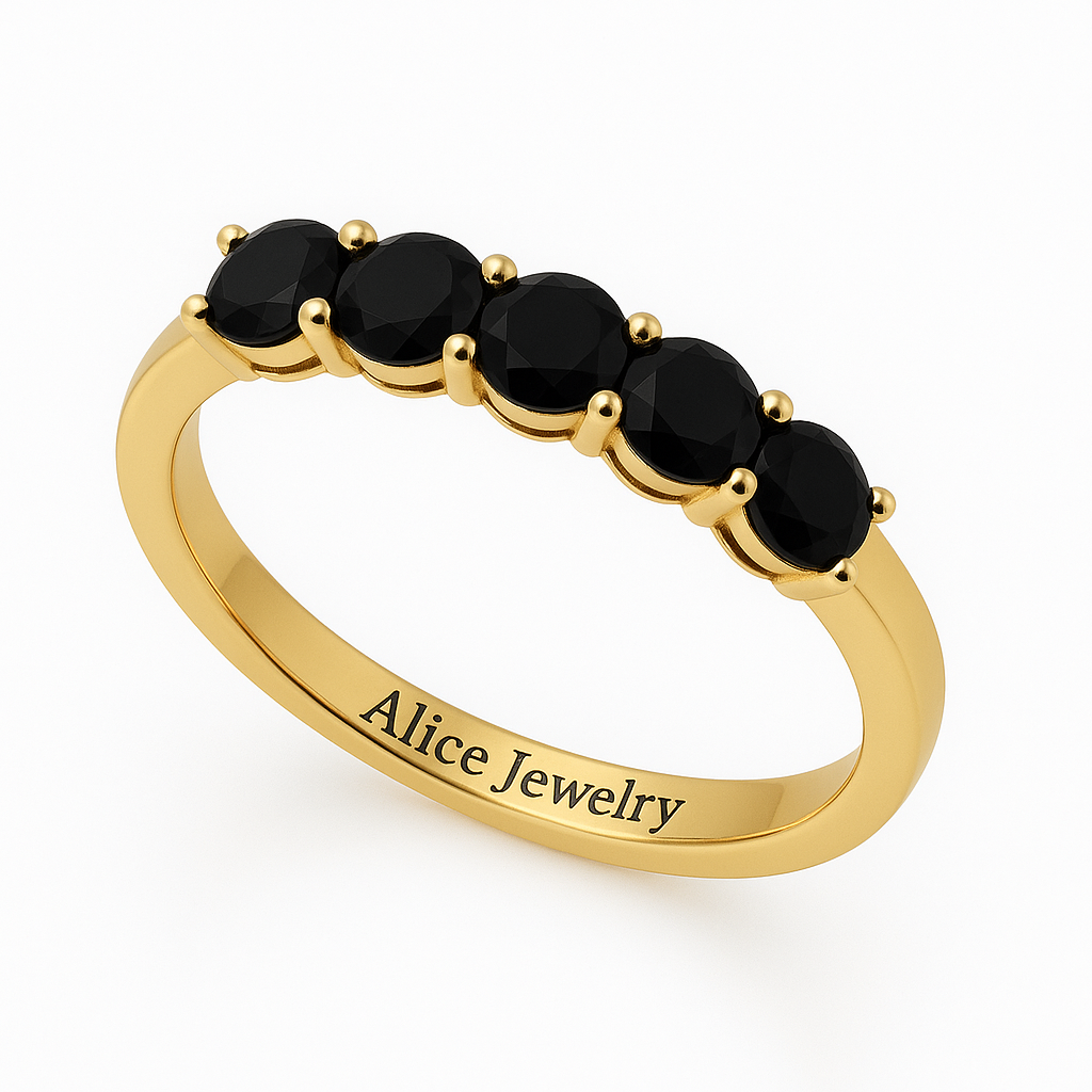 טבעת שורת אבן אלגנטית | חצי נישואין | משובצת זירקון | זהב לבן 14 קראט | דגם ארין