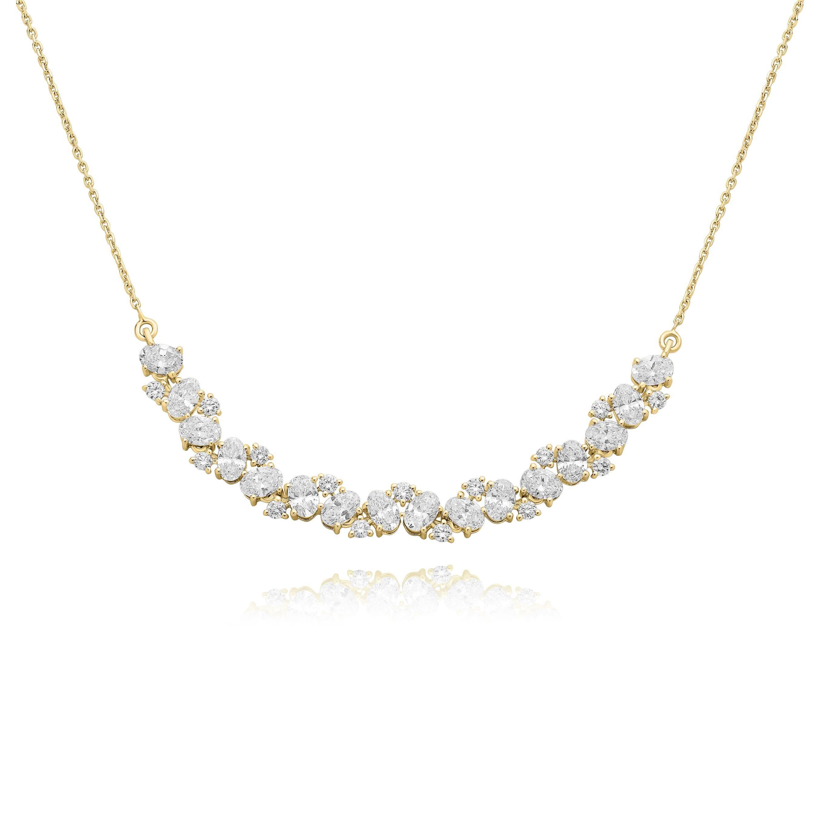 שרשרת יהלומים בעיצוב מדורג | יהלומי מעבדה CVD | גודל 3.310 קראט | זהב לבן 14 קראט | דגם מאיה