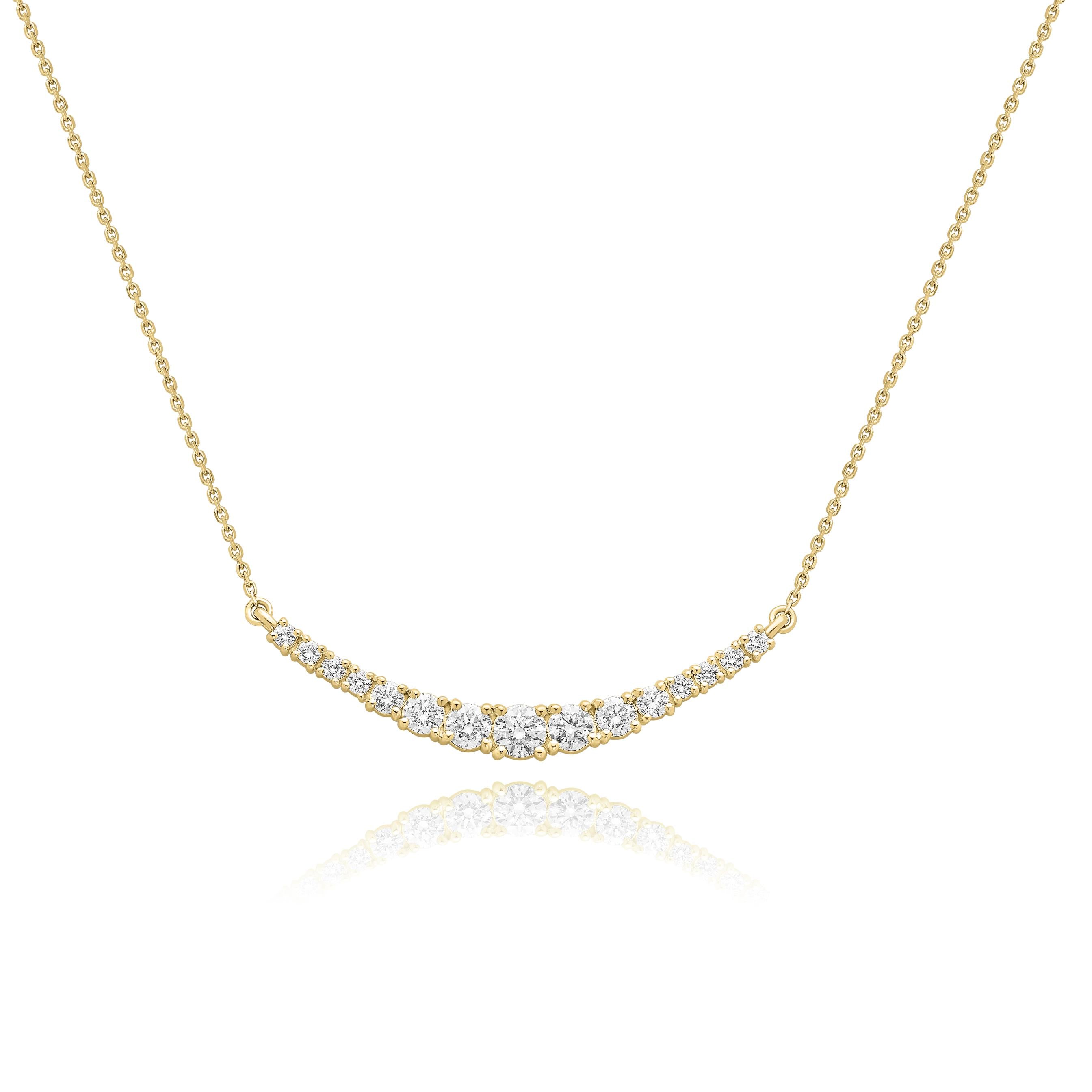 שרשרת יהלומים בעיצוב קשת עדינה | יהלומי מעבדה CVD | גודל 1.150 קראט | זהב לבן 14 קראט | דגם רומי