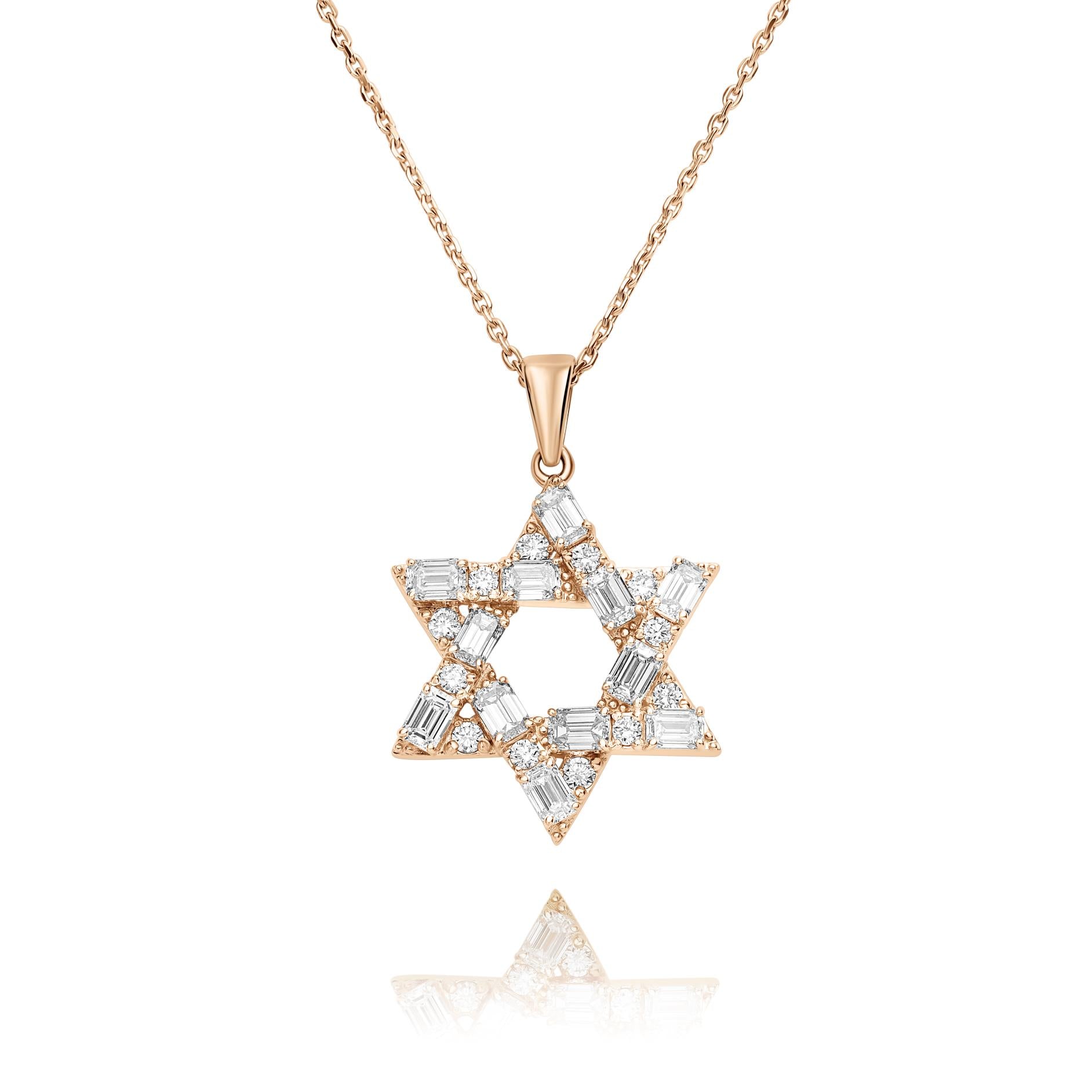 שרשרת תליון מגן דוד יוקרתי | יהלומי מעבדה CVD | גודל 1.278 קראט | זהב לבן 14 קראט | דגם תהל