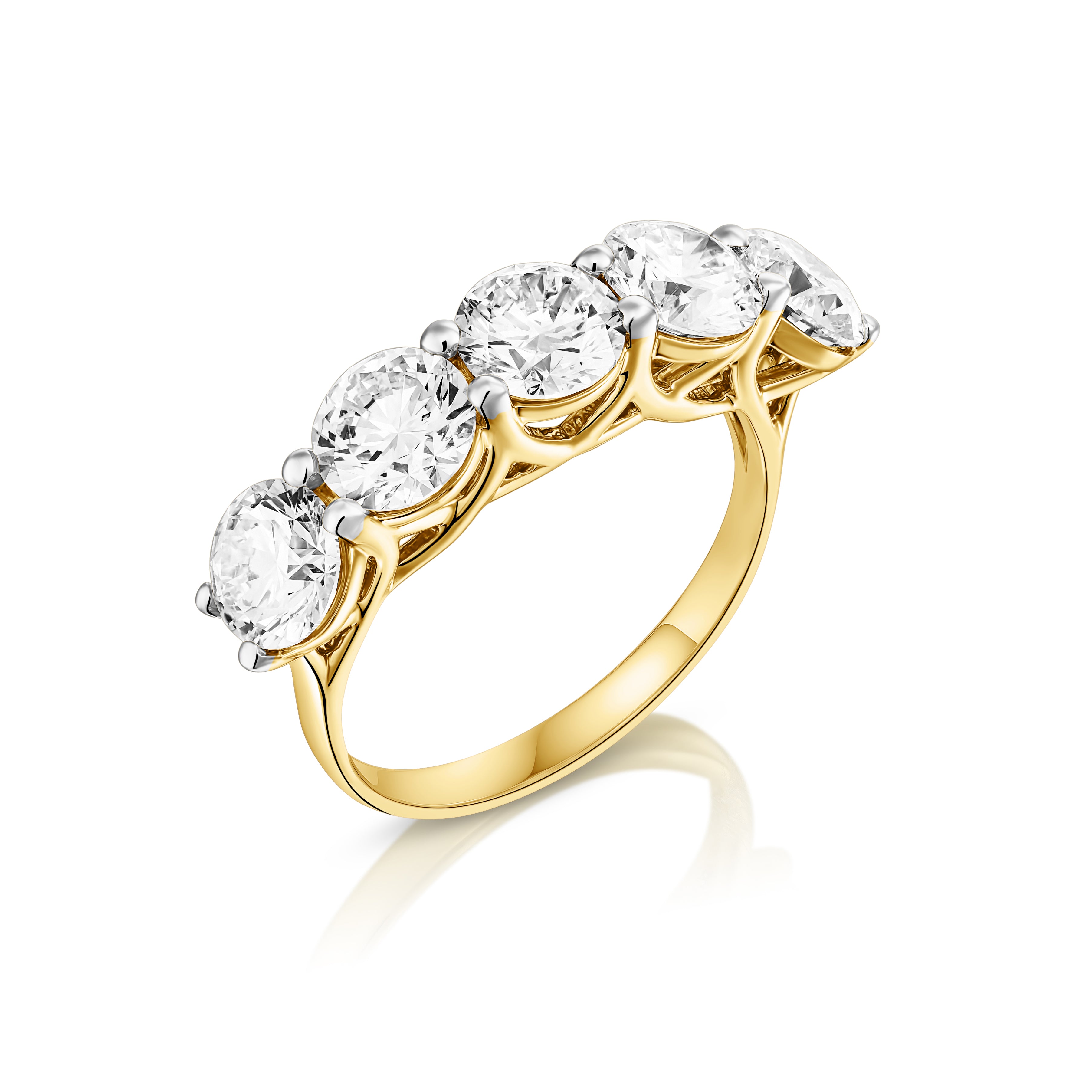 טבעת שורת אבנים | יהלומי מעבדה CVD | גודל 3.75 קראט | זהב לבן 14 קראט | דגם אימבר