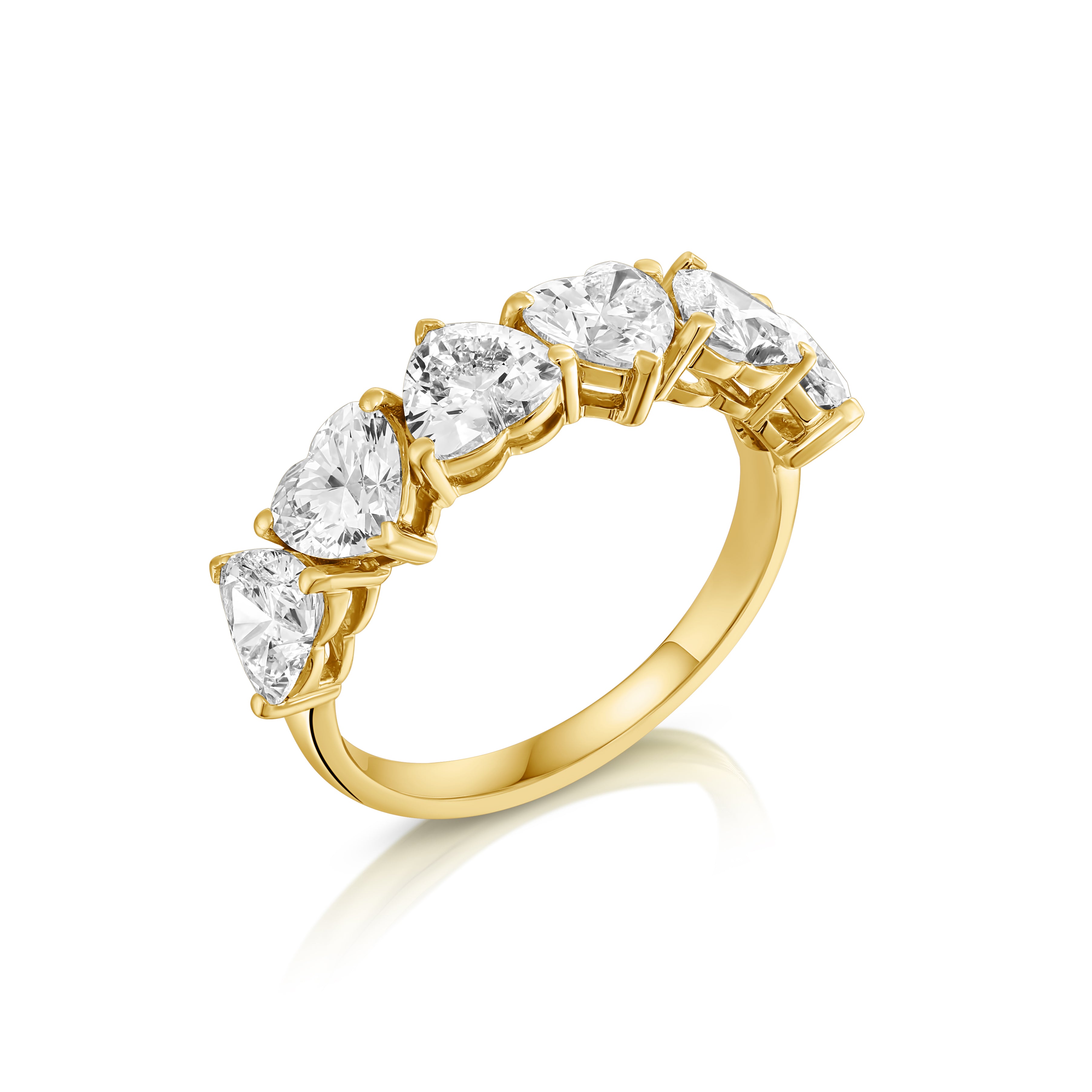 טבעת שורת אבנים | יהלומי מעבדה CVD | גודל 3.22 קראט | זהב לבן 14 קראט | דגם אליה