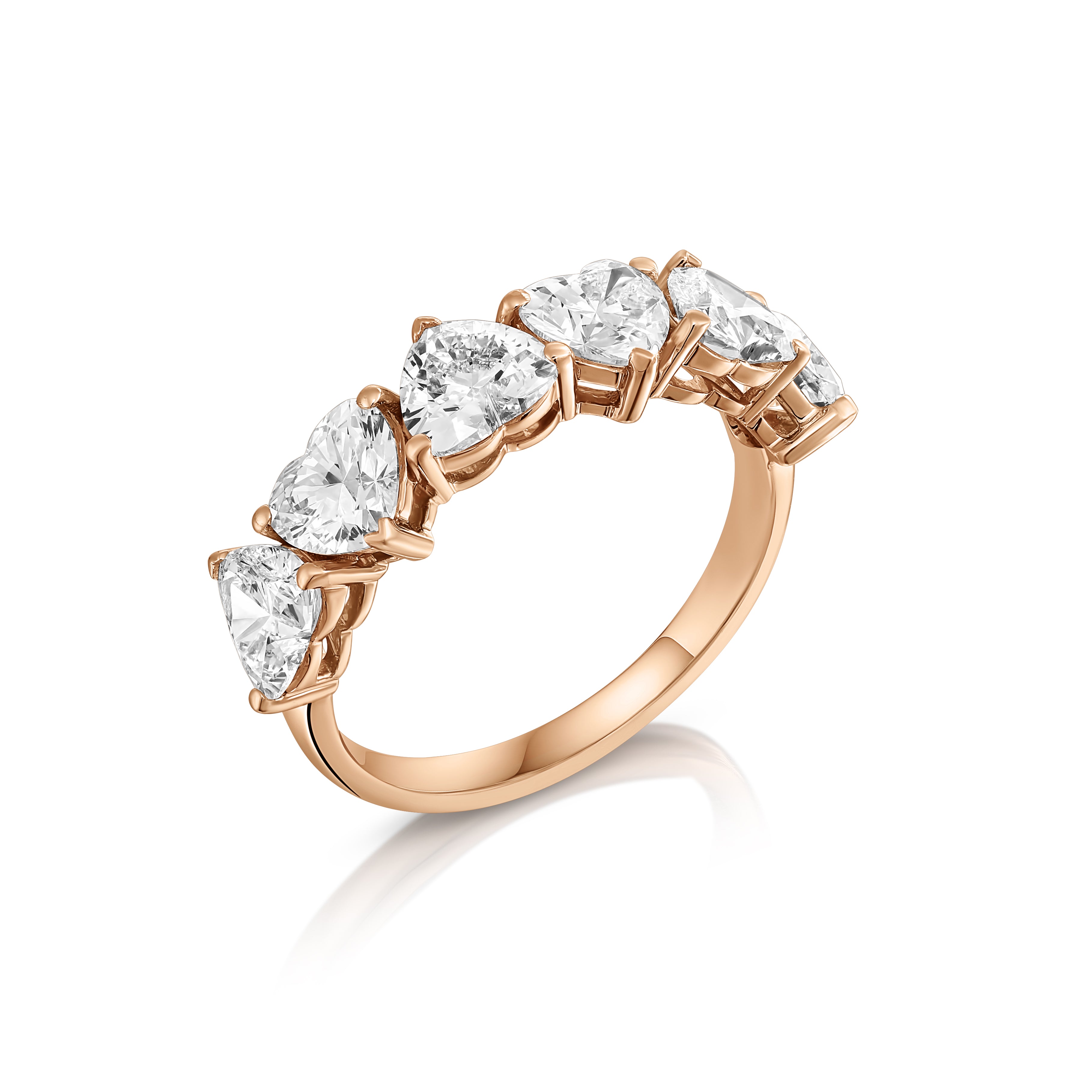 טבעת שורת אבנים | יהלומי מעבדה CVD | גודל 3.22 קראט | זהב לבן 14 קראט | דגם אליה