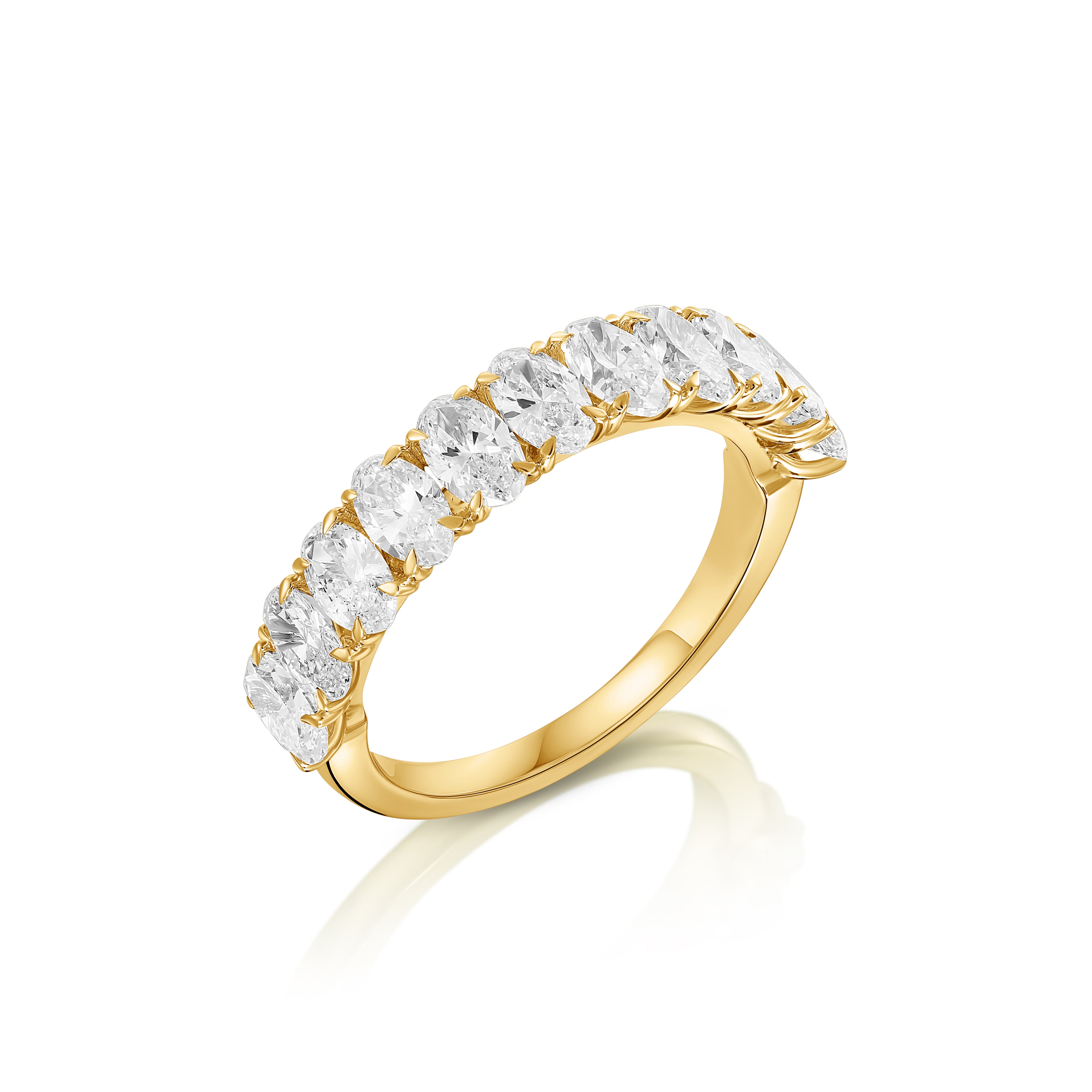 טבעת חצי נצח אלגנטית בשיבוץ מלא | יהלומי מעבדה CVD | גודל 2.260 קראט | זהב לבן 14 קראט | דגם דניאלה