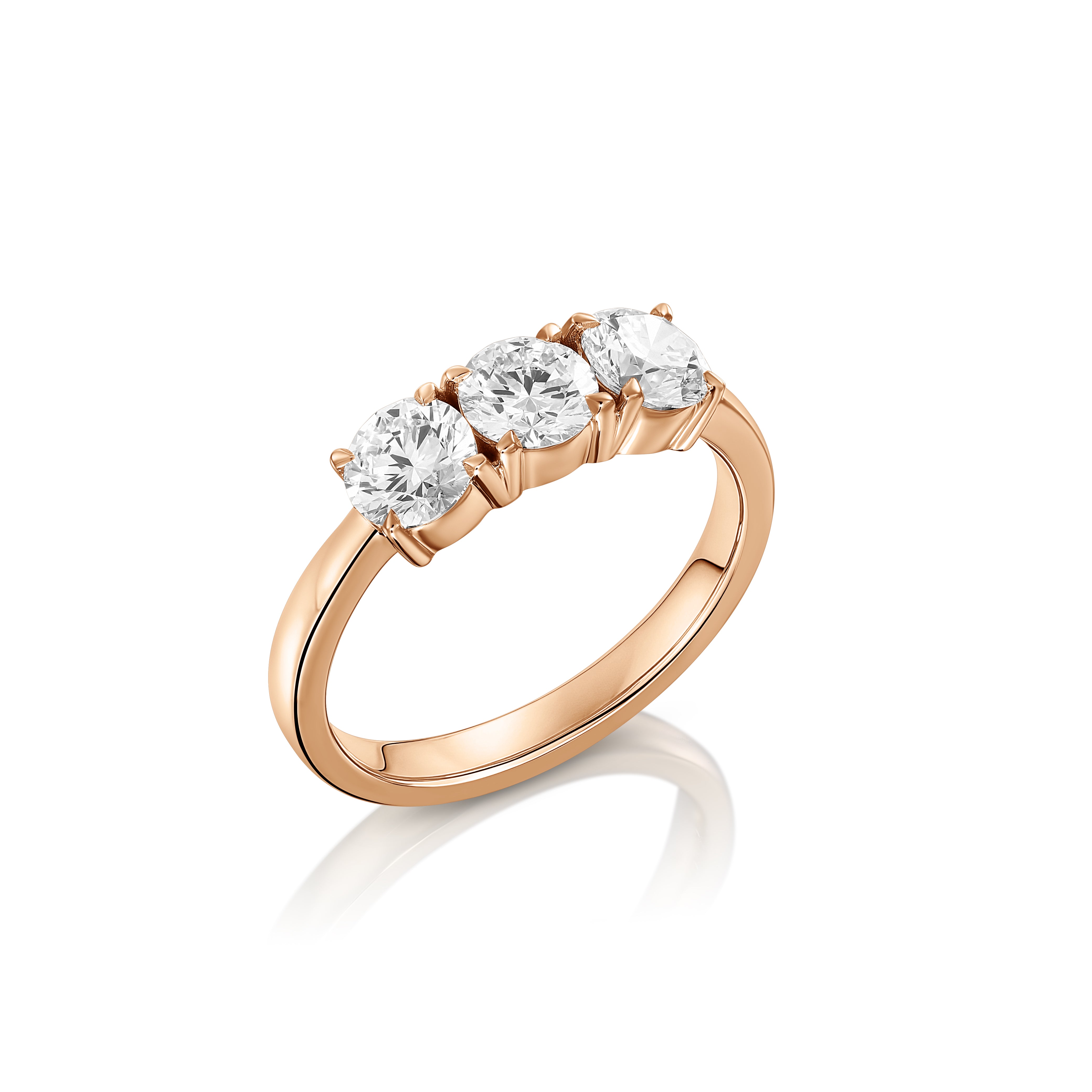 טבעת תלת יהלומים קלאסית | יהלומי מעבדה CVD | גודל כולל 1.450 קראט | זהב לבן 14 קראט | דגם עינת