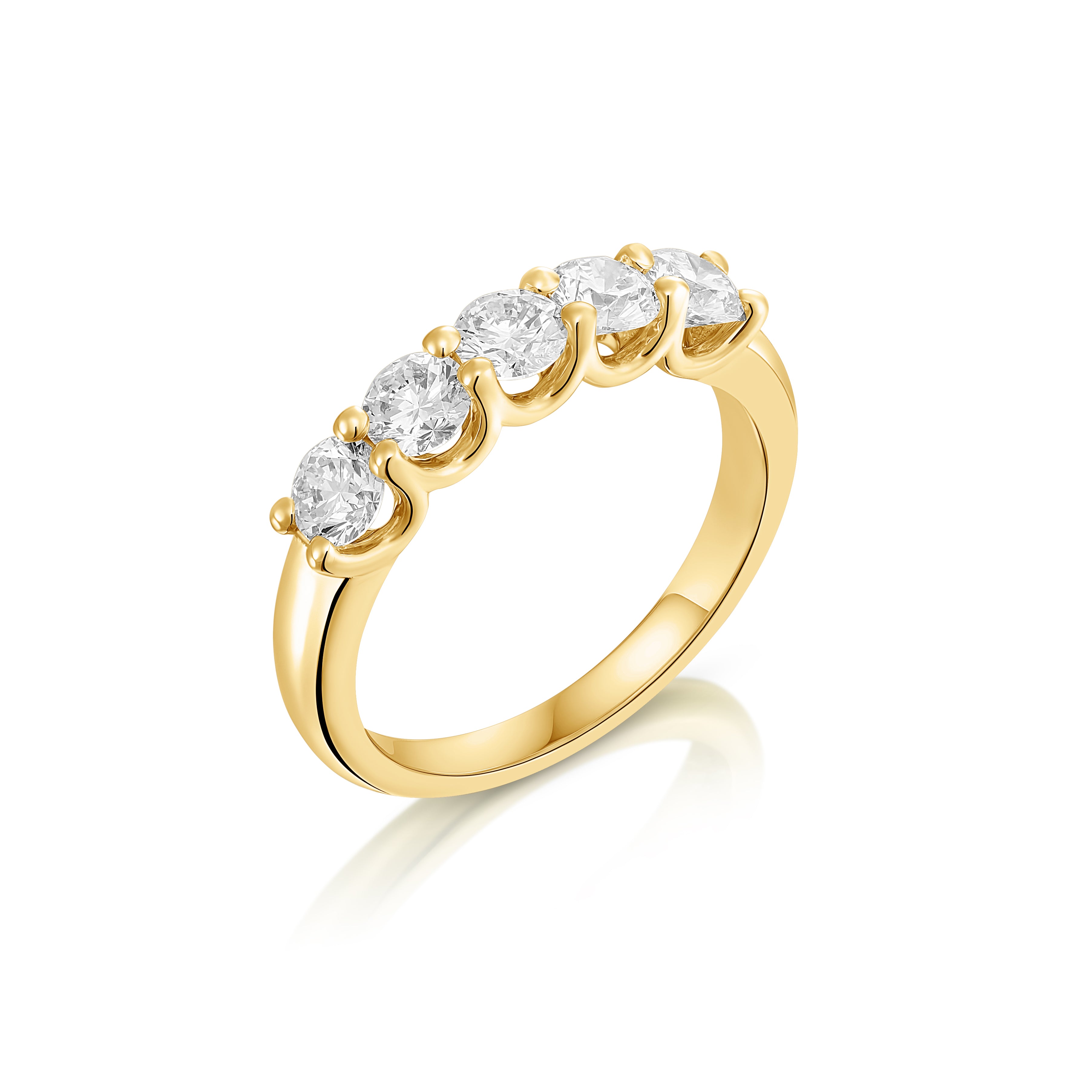 טבעת שורת אבנים | יהלומי מעבדה CVD | גודל 1.18 קראט | זהב לבן 14 קראט | דגם סול