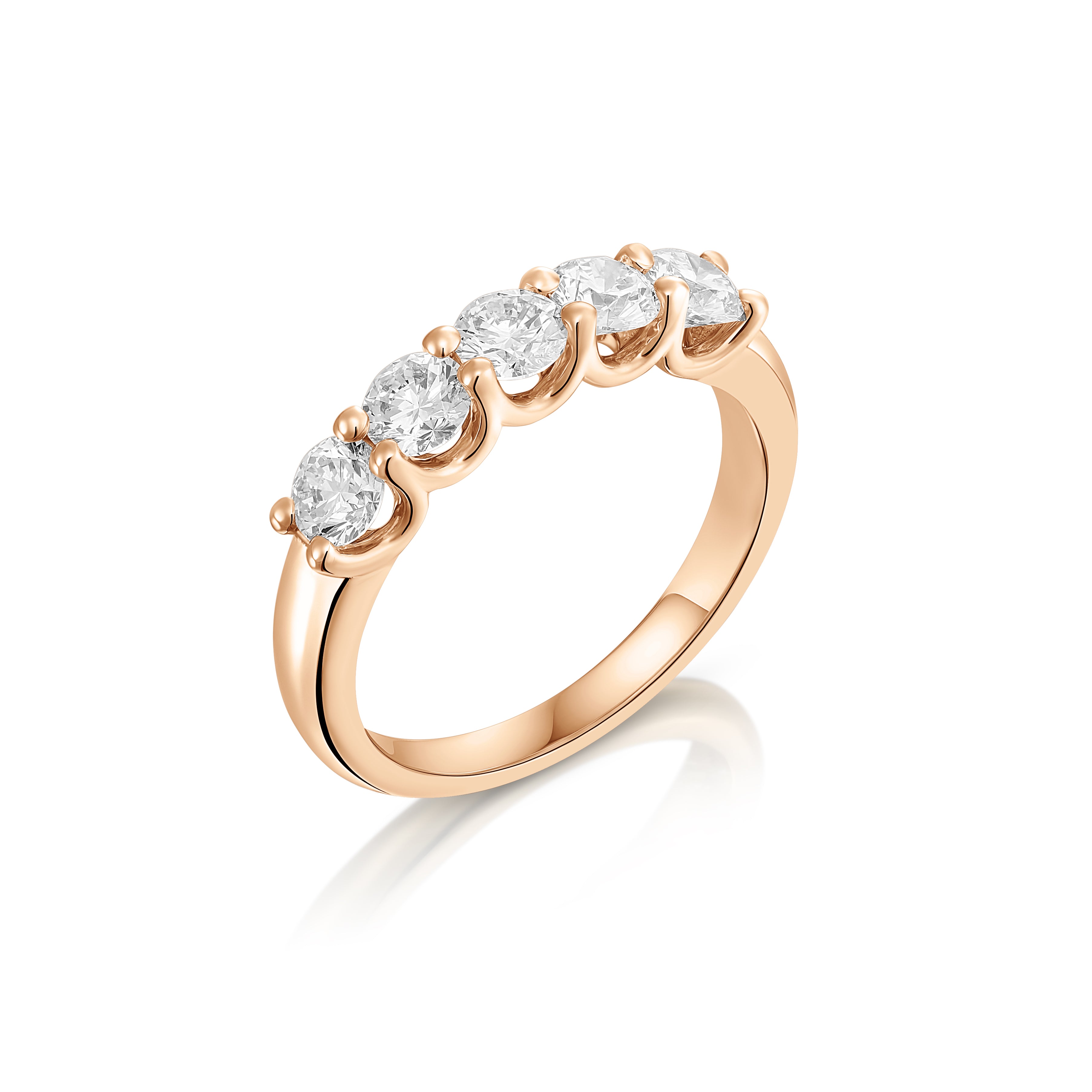 טבעת שורת אבנים | יהלומי מעבדה CVD | גודל 1.18 קראט | זהב לבן 14 קראט | דגם סול